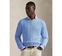 Pull a treccia in cotone Blu XXL Tinta unita