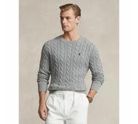 Pull a treccia in cotone Grigio XXL Tinta unita