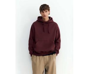 Pull&Bear basic felpa con cappuccio bordeaux-Rosso XL