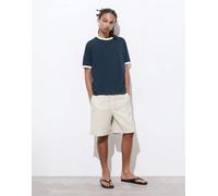 Pull&Bear - Bermuda color sabbia con elastico in vita-Neutro M
