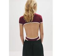 Pull&Bear - Body bordeaux con dettagli a coste a contrasto-Rosso XS-S