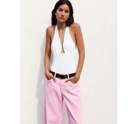 Pull&Bear body con allacciatura al collo arricciato bianco L
