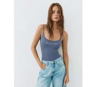 Pull&Bear body con grafica con strass in grigio bluastro XS