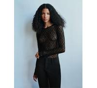 Pull&Bear body in pizzo a maniche lunghe nero S