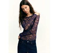 Pull&Bear - Body in pizzo blu navy a maniche lunghe S