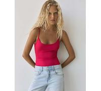 Pull&Bear - Body in poliammide color lampone con spalline sottili-Rosa XS