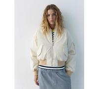 Pull&Bear - Bomber con etichetta color vaniglia-Neutro L