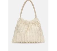 Pull&Bear - Borsa shopping écru con frange-Bianco M