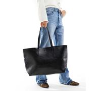 Pull&Bear - Borsa shopping oversize in pelle sintetica nera-Nero One Size