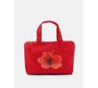 Pull&Bear - Borsa shopping piccola rossa con fiore di ibisco-Rosso M