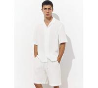 Pull&Bear - Camicia a maniche corte in crêpe bianca-Bianco XS