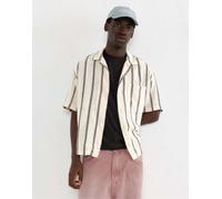 Pull&Bear - Camicia a maniche corte rustica a righe-Multicolore S
