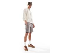 Pull&Bear - Camicia a maniche lunghe con collo serafino in misto lino testurizzato beige-Bianco S
