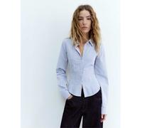 Pull&Bear - Camicia aderente a righe con pieghe-Multicolore S