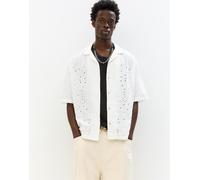 Pull&Bear - Camicia bianco sporco con ricami a fiori XS