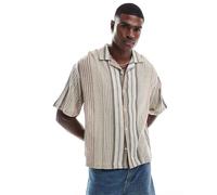 Pull&Bear - Camicia marrone a righe rétro testurizzata XL