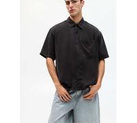 Pull&Bear - Camicia morbida a maniche corte nera-Nero S