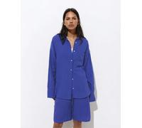Pull&Bear - Camicia rustica a righe color indaco-Blu S
