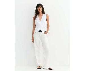 Pull&Bear - Canotta bianca in misto lino con allacciatura laterale-Bianco L
