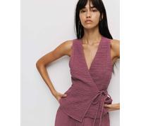 Pull&Bear - Canotta effetto stropicciato color vino a portafoglio-Rosso XS