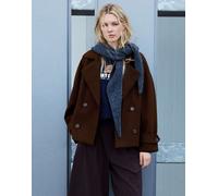 Pull&Bear cappotto corto color cioccolato-Marrone S