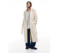 Pull&Bear - Cappotto lungo testurizzato in panno beige con cintura-Neutro L