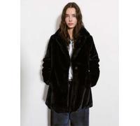 Pull&Bear - Cappotto nero in pelliccia sintetica con colletto a rever XS