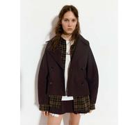 Pull&Bear - Cappotto testurizzato effetto feltro taglio corto bordeaux-Rosso XS