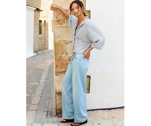 Pull&Bear cardigan a maniche corte in grigio mélange M