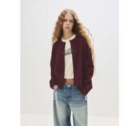 Pull&Bear - Cardigan color bordeaux con maniche raglan e bottoni-Rosso M