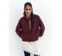 Pull&Bear - Cardigan color bordeaux con maniche raglan e bottoni-Rosso S