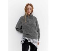 Pull&Bear - Cardigan grigio con zip corta M