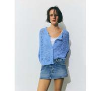 Pull&Bear - Cardigan in maglia traforata blu M-L