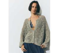 Pull&Bear - Cardigan in maglia traforata kaki-Verde XS-S