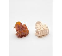 Pull&Bear - Confezione da 2 fermagli per capelli a forma di fiore marroni-Marrone M