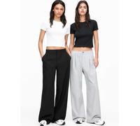 Pull&Bear - Confezione da 2 T-shirt a coste color bianco e nero-Multicolore L