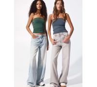 Pull&Bear - Confezione da 2 top a fascia effetto seconda pelle verde e grigio in poliammide-Multicolore L