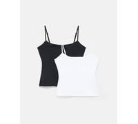 Pull&Bear - Confezione da 2 top bianco e nero con spalline sottili-Multi XS