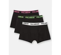 Pull&Bear - Confezione da 3 boxer neri con fascia in vita in tonalità fluo-Multicolore L