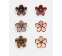 Pull&Bear - Confezione da 6 fermagli per capelli a forma di fiore bordeaux-Rosso M