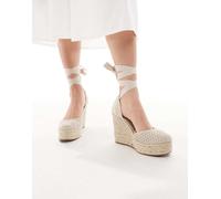 Pull&Bear - Espadrilles beige all'uncinetto-Neutro 37