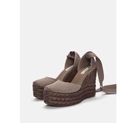 Pull&Bear - Espadrilles marroni con zeppe-Marrone 35