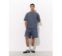 Pull&Bear - Felpa a maniche corte grigia con logo-Blu L