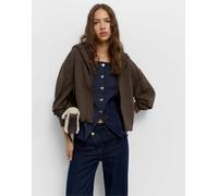Pull&Bear - Felpa a palloncino marrone con cappuccio XS