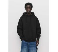 Pull&Bear - Felpa basic con cappuccio nera-Nero XS