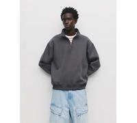 Pull&Bear - Felpa basic con zip corta grigia-Grigio XL