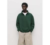 Pull&Bear - Felpa basic con zip corta verde bottiglia XL