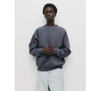 Pull&Bear - Felpa basic grigio blu con scollo rotondo M