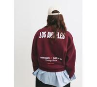 Pull&Bear - Felpa bordeaux con grafica Los Angeles-Rosso XS