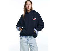 Pull&Bear - Felpa color blu navy con cappuccio e grafica di pomodori XL